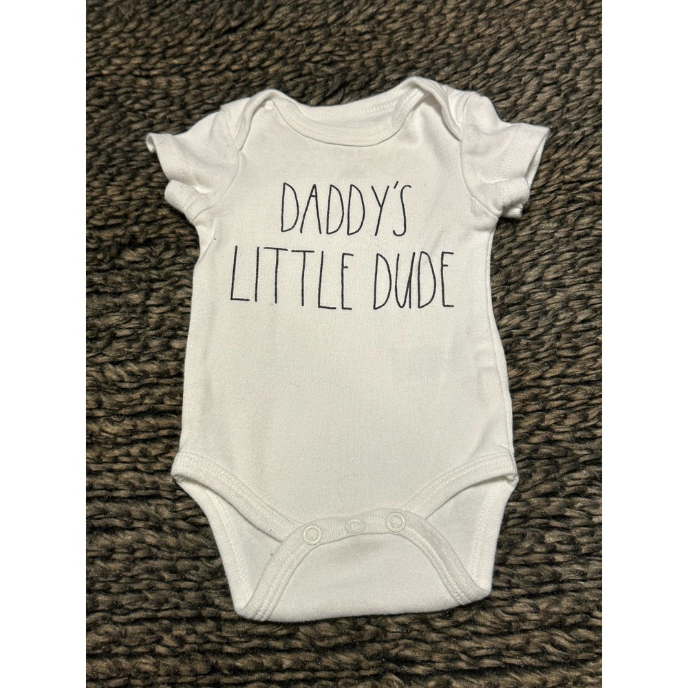 Rae Dunn "Daddy's Little Dude" bodysuit romper one piece outfit SIZE 0-3 MONTHS